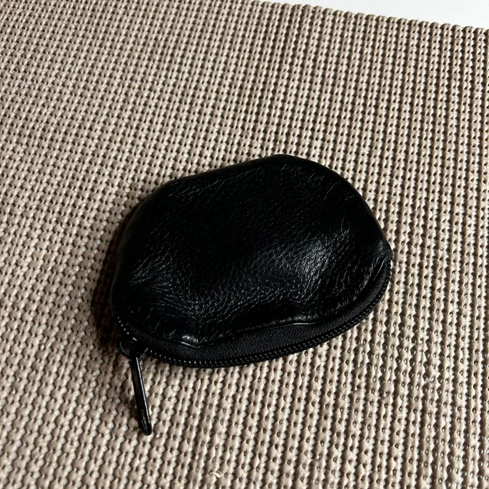 Brighton Black Pebbled Leather Heart Coin Purse Croc Trim Mini Pouch